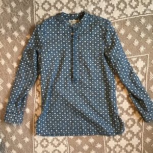 MADEWELL Blue and Cream Printed Long-sleeve Tunic